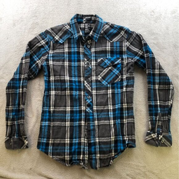 Billabong Mens Shirt Medium Long Sleeve Plaid Flannel Button Up Black Classic - Picture 12 of 13